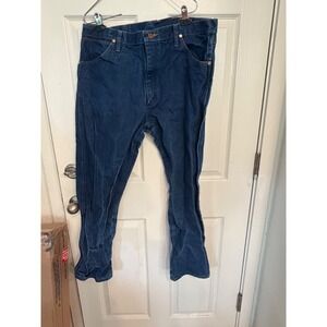 Wrangler 13MWZ Cowboy Cut Mens Jeans 38x30 Indigo Blue Straight Leg Denim